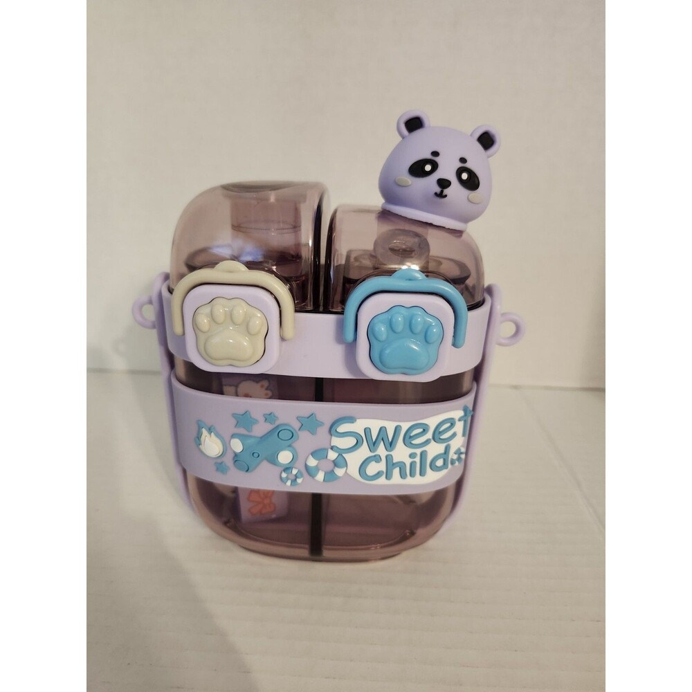 Double Compartment Cup With Straw And Adjustable Shoulder Strap